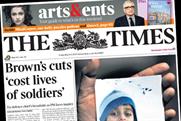 The Times: front page features arts & ents promotion