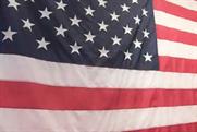 A huge USA flag stood near the entrance to USA House