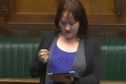Labour's Twitter Tsar Kerry McCarthy with iPad in House of Commons