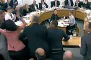 Rupert Murdoch: attacked with what is believed to have been a foam pie at this afternoon's hearing