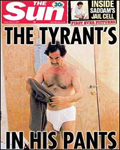 The Sun: Saddam in his pants on front page