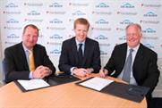 De Boer UK MD Peter Spruce (centre) with Farnborough International CEO Shaun Ormrod (left) and Farnborough International operations director Grahame Jones