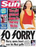 The Sun: switches front page