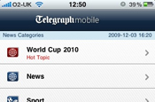 Telegraph mobile: ads on iPhone