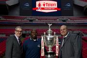 Tetleys sponsorship: Carlsberg's UK communications director Bruce Ray, former player Martin Offiah and Nigel Wood, chief executive of the RFL