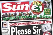 The Sun: Cheltenham festival takes front page spot