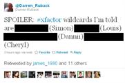 Twitter: just one of the many tweets naming 'X Factor' wildcards