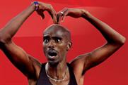 Mo Farah: celebrates with his Mobot in Virgin Media ad