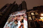 Lloyd's building: projection marks QBE sponsorship of RFU