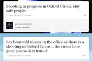 Twitter: circulates false rumours of a shooting in London