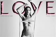 Kate Moss: on the cover of Love magazine