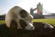 Alibi: UKTV channels runs skull stunt near Tower Bridge