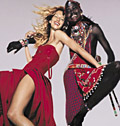 Red: Gisele and Maasai warrior promoting