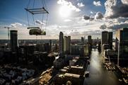 The racing car was raised 300 feet above ground 