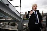 Boris Johnson at the Park Plaza Westminster Bridge hotel's topping out ceremony earlier this year