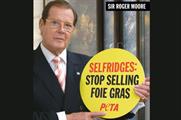 Sir Roger Moore fronts ad for PETA targeting the sale of foie gras in Selfridges