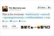 Tim Berners-Lee: sends Olympic tweet