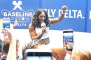 Tennis ace Serena Williams performs at Delta Air Lines' karaoke event at the W Hotel in London