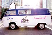 Dove's branded bus visited Birmingham, Liverpool and London