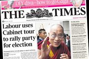 The Times: Lady Gaga and Dalai Lama grace the front page