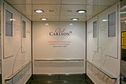 Heathrow Express advertising by Carlson Club: vinyl wall wraps
