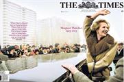 The Times: published a special cover wrap to mark Margaret Thatcher's passing