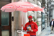 Street scene: The Economist will be available to buy from vendors in London every Friday 