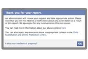 The Facebook dialogue box with added CEOP link