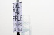 Olympics protest: a previous banner unfurled in Beijing