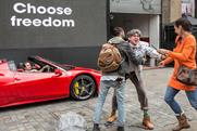 The stunt involved fast cars, motor-bikes and a legion of Roman Centurions.