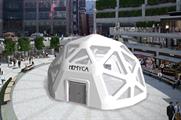 A computer-generated image (CGI) of Hemyca's pop-up store and installation at Broadgate Circle