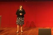 Katrina Lowes on stage at Newsworks' Shift conference at the British Museum