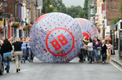 Ladbrokes: giant bingo balls in Lark Lane, Liverpool