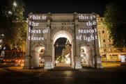 Mulberry projects festive poem on to UK landmarks