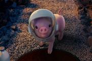 Moonpig: helmeted pig greets man on Father's Day