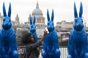 O2 unveils giant blue rabbits in London as part of new campaign
