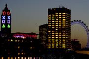 The illuminated OXO tower is taken over by Playstation