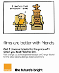 Orange: cartoon man ads