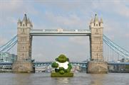 Giant PG Tips Monkey floats down the Thames