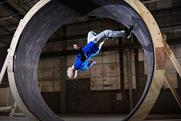 Damien Walters: parkour performer attempts a loop-the-loop