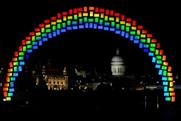 The rainbow was lit up at midnight