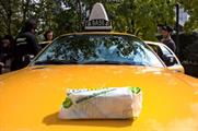 The stunt involved two New York-style cabs and a bellboy (@SubwayUKIreland)