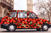 British Summer Fruits commissioned berry-branded taxis