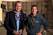 Vodafone CEO Jeroen Hoencamp (left) and Chief Scout Bear Grylls (right)