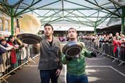 Adam Richman joins in Better Bankside's pancake day race