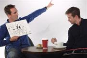 Men in fancy dress and a dodgy drawing in Costa's brand BuzzFeed video