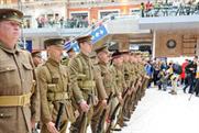 'Soliders' from the Khaki Chums regiment in Waterloo station