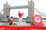 Rory McIlroy tees off on the River Thames