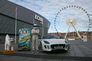 The StigLambanana and Top Gear's The Stig in front of Liverpool's Echo Arena 