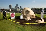 The skull landed on the South Bank in London